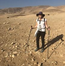 Joan Cone on the hike between Kafr Malek and Al Auja — West Bank, Palestine. Photo by Bob Cone