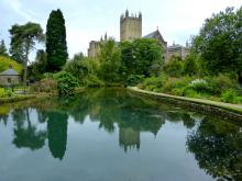 The Cathedral of St. Andrew in Wells and its image captured in a reflecting pool. Photos by Yvonne Michie Horn