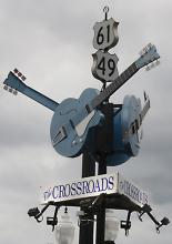 The Crossroads sign in Clarksdale, Mississippi. Photo by Kevin Wierzbicki