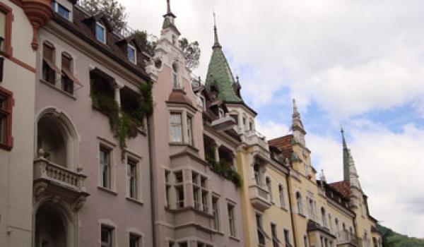 Rooftops characteristic of those in Bolzano