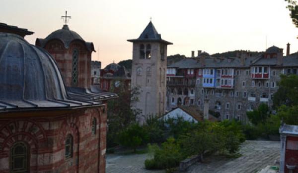 View of Vatopediou Monastery.