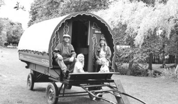 This gypsy caravan, rented near Pewsey in Wiltshire, has bunks to sleep four.