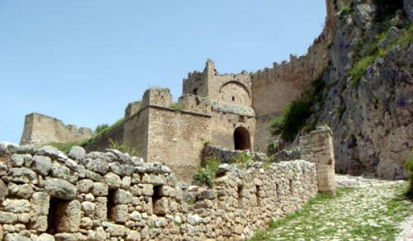 Acrocorinth, the acropolis of the ancient city of Corinth.