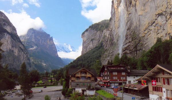 The Lauterbrunnen Valley as seen from Hotel Staubbach