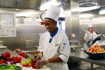 Cruise staff prepares quality dishes that would cost a pretty penny in a top-end restaurant, but the food still pales compared with meals you can get in port, lovingly prepared with local recipes. Photo by Trish Feaster