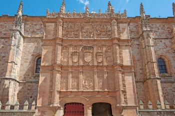 The main building at the University of Salamanca in Spain features an ornate facade dating from the 16th century. Photo by Cameron Hewitt
