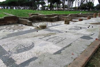 Mosaics that were the floors of various shops — Ostia Antica, Italy.