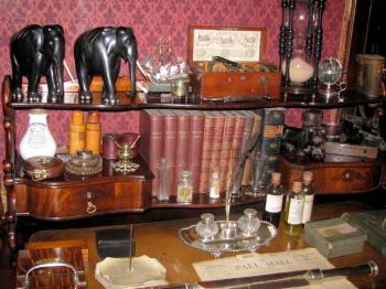 Desk of the fictional Sherlock Holmes in the study he shared with Dr. Watson. Photo by Stephen O. Addison, Jr. 