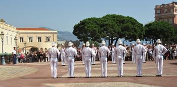 Changing of the Guard at Place du Palais in Monaco.