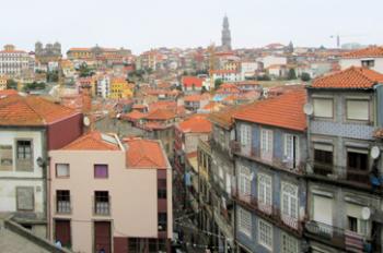 View of Porto from just outside the Porto Cathedral — Portugal.