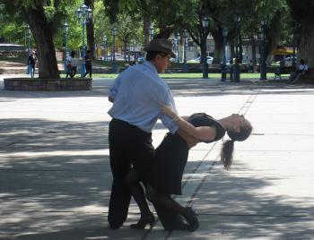 An impromptu tango in Mendoza’s Plaza Independencia.
