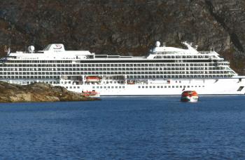 The Viking Star anchored at L’Anse aux Meadows, Newfoundland.