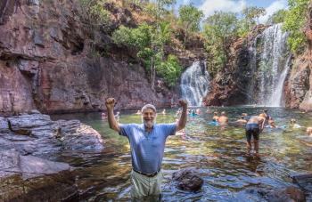 Steve, getting a little more than his feet wet, on our tour of Litchfield National Park.