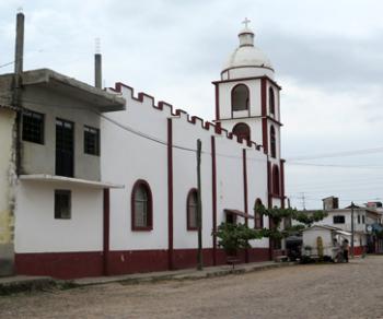 A church on the main street in Las Palmas, Mexico.