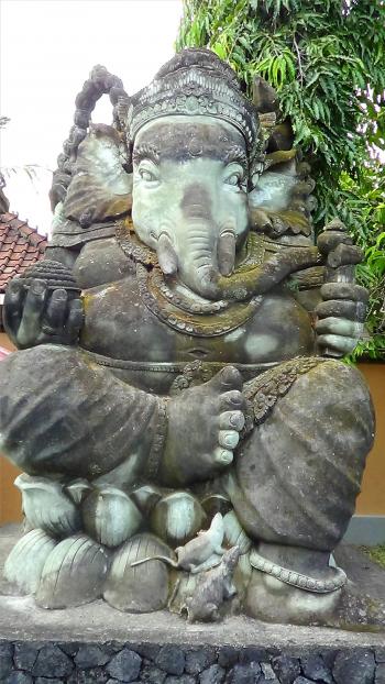 Stone statue of Ganesha on the grounds of the Chedi Club in Bali.