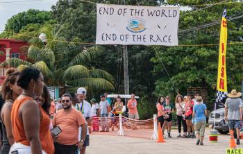 The finish line for the marathon in Belize. Photo by Audrey Brandt