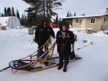 Alan and Arlene getting ready to do some dogsledding.