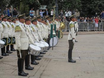 Band at the Changing of the Guard ceremony at La Moneda.