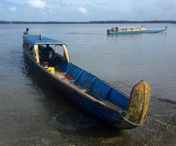 Our longboat transportation from Suriname to French Guiana. Photo by Norman Dailey