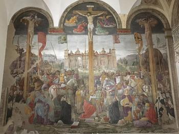 Crucifixion scene opposite “The Last Supper” in the Church and Dominican Convent of Santa Maria delle Grazie — Milan, Italy.