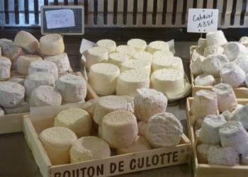 A selection of fresh and aged goat cheese at Chèvrerie la Trufière.