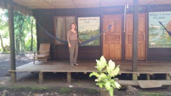 Carrie at her cabin in the Pampas del Yacuma region of the Amazon Basin.