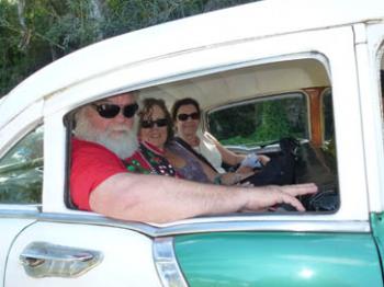 Larry and Linda Garrett and Vicky Hagan traveling in style in Havana. Photo by Mark Hagan