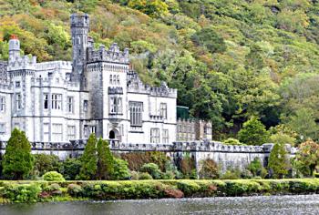 Kylemore Abbey on the shore of Lake Pollacappul — Ireland.