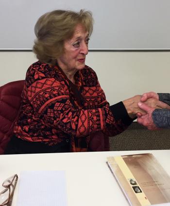 Ruth Berlinger, a Holocaust survivor, spoke with us at Yad Vashem.