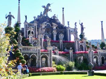 The over-the-top gardens at Borromeo Palace on Isola Bella do not tend toward understatement.