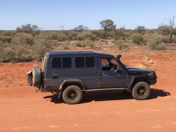 The Troopy taking a break near Finke in Australia's Northern Territory.