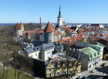 A view of Tallinn, Estonia, from the city's upper Old Town. 
