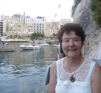 Patti Kelly in the community of Xlendi on the island of Gozo in Malta (September 2019). Photo by her niece Tabitha