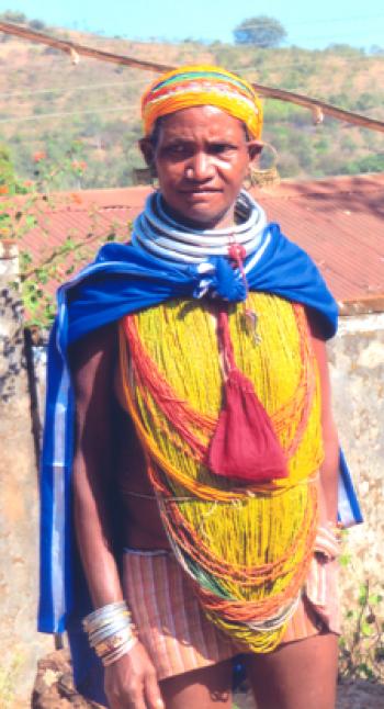 Bonda woman at the Thursday market in Onukudelli, Odisha, eastern India.