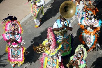 A Junkanoo performance on the dock in Nassau, before the ship sailed.