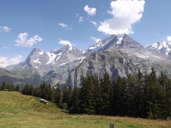 The peaks Eiger, Mönch and Jungfrau — the view from Hotel Alpenblick. Photo by Emily Moore