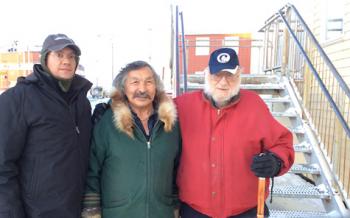 Grant Oerding, guide Jack Anawak and James Oerding in Iqaluit.