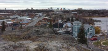 The skyline of Yellowknife as seen from the Bush Pilots Monument. Photo by Grant Oerding