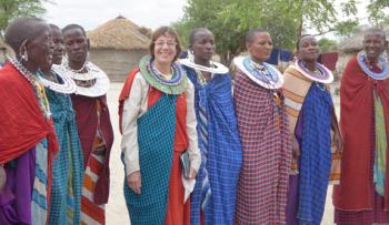 Nili Olay with Maasai women at Olasiti Tarangire village.