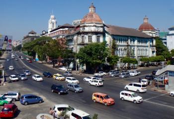 Downtown street in Yangon, Myanmar. Photos by Robert Ono