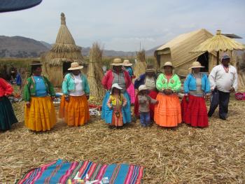 Residents of one of the floating-reed islands we visited on Lake Titicaca.