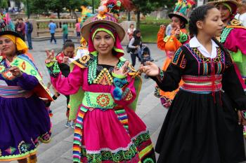 Young Limeños dancing in a square in Lima, Peru. Photos by Albert Podell