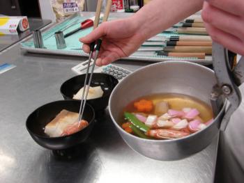 Ingredients being added to the bowl by Chef Shimada Ikuhou. Photo by Sandra Scott