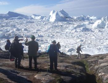 My wife (holding ski poles) at the Ilulissat Icefjord’s viewpoint. Photos by David Selley