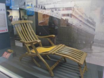 Original deck chair from the <i>Titanic</i>, on display in the Maritime Museum of the Atlantic — Halifax, Nova Scotia, Canada.