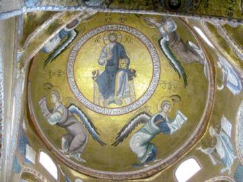 Christ Pantokrator mosaic in the dome of La Martorana — Palermo, Sicily.