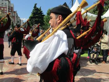 Asturian bagpipers performing in Oviedo.