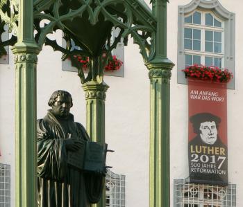 A statue of Martin Luther stands tall in his hometown of Wittenberg, which, along with the rest of Germany, will celebrate the 500th anniversary of the Reformation. Photo by Rick Steves