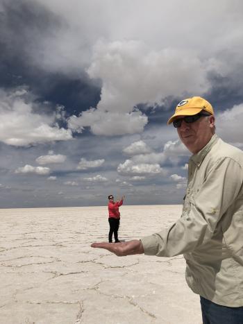 Norman and Susan Dailey having some fun on the Uyuni Salt Flats.