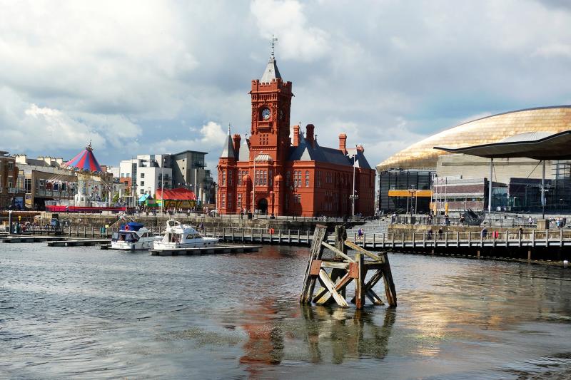 Sometimes called the “Welsh Big Ben,” the landmark Pierhead Building dominates the waterfront in Cardiff’s Docklands district.